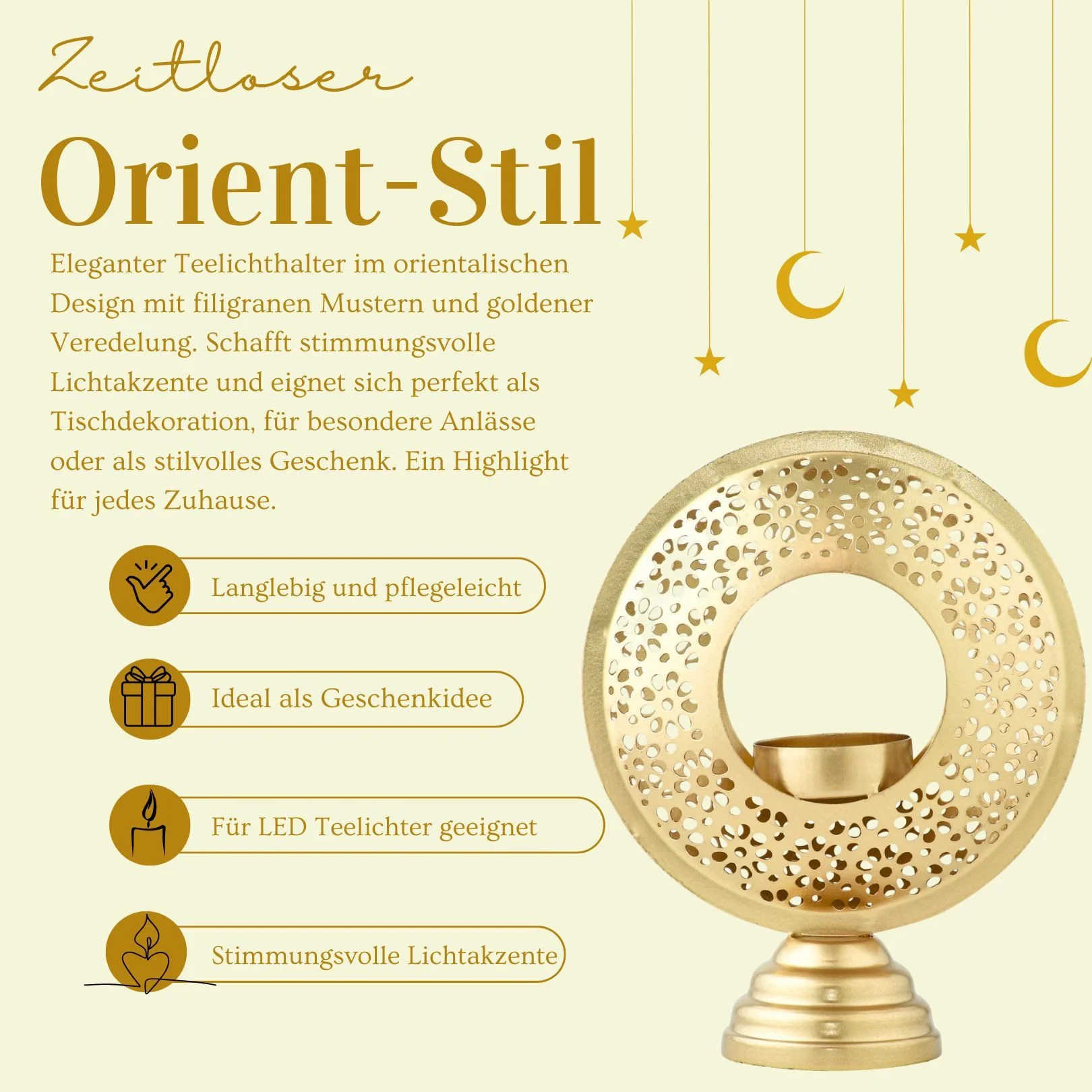 MARRAKESCH ORIENT & MEDITERRAN INTERIOR – Teelichthalter „Amif“ 16 cm